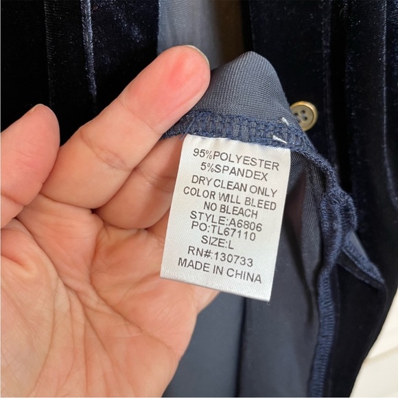 UMGEE Navy Blue Velvet Shirt Dress Duster Large - Picture 9 of 13